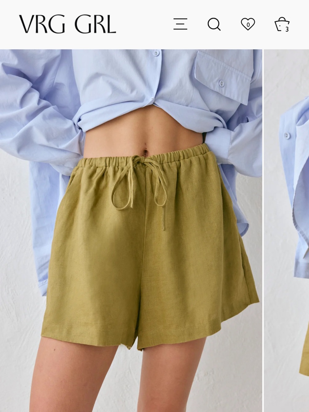 NWT • Nettie linen shorts in olive
